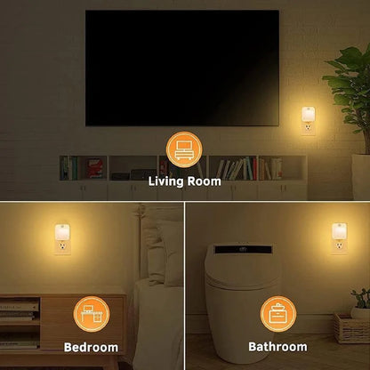 Plug-in LED Night Light with Motion Sensor – Adjustable Brightness Wall Lamp for Bedroom, Hallway & Bathroom