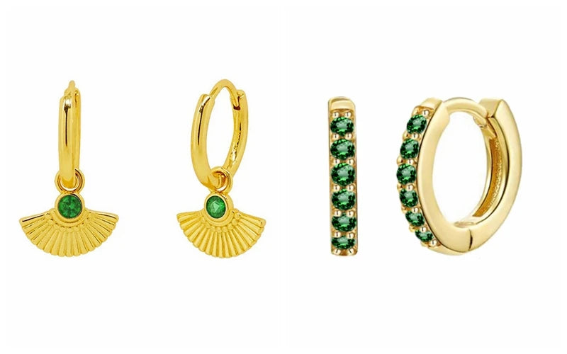 Green Zircon Gold-Tone Earrings