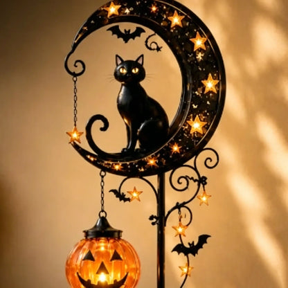 Black Cat Moon Solar Garden Light