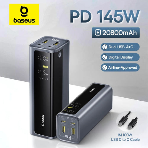 Baseus 145W Portable Power Bank – 20800mAh Fast Charger with Free Shipping