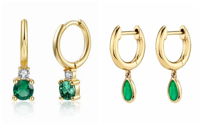 Green Zircon Gold-Tone Earrings