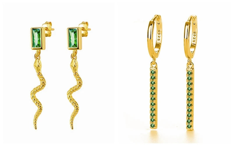 Green Zircon Gold-Tone Earrings
