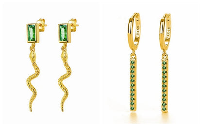 Green Zircon Gold-Tone Earrings