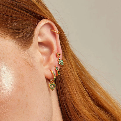 Green Zircon Gold-Tone Earrings