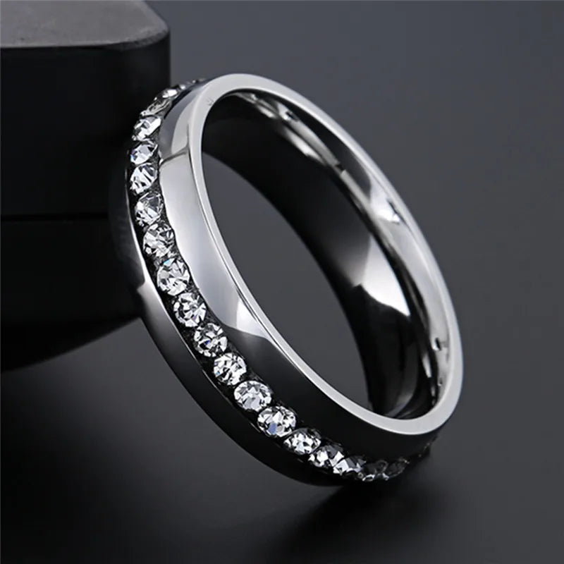Stainless Steel CZ Band Ring