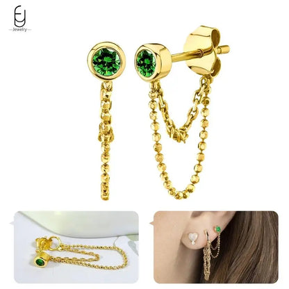 Green Zircon Gold-Tone Earrings