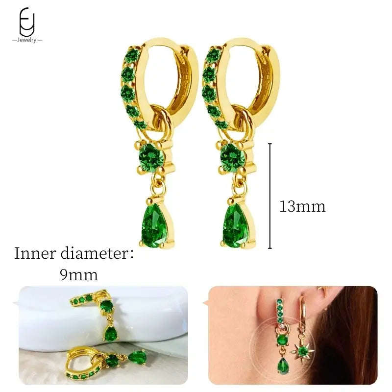Green Zircon Gold-Tone Earrings