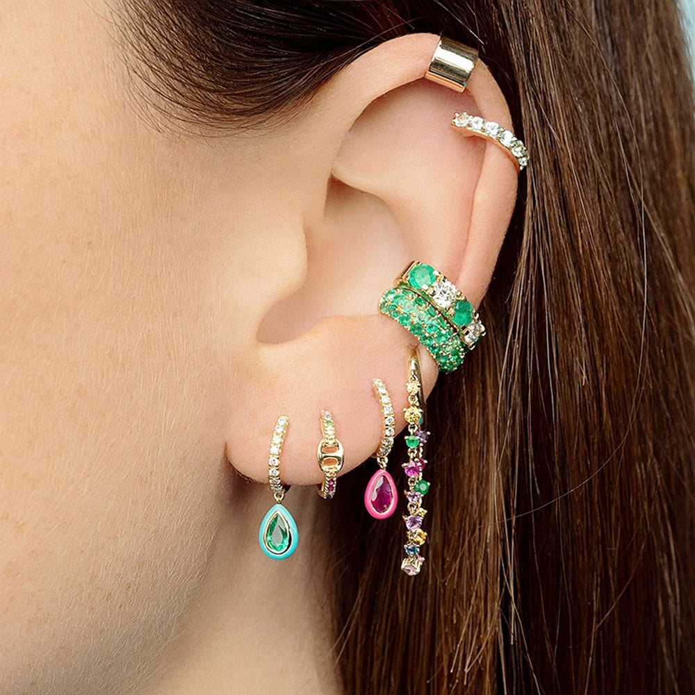 Green Zircon Gold-Tone Earrings