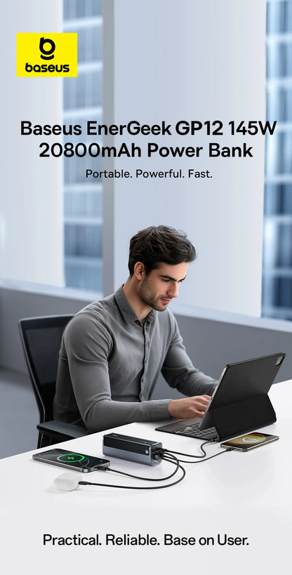 Baseus 145W Portable Power Bank – 20800mAh Fast Charger with Free Shipping