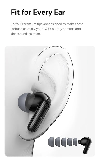 Baseus EP10 Pro ANC Wireless Earbuds – Bluetooth 6.0 Hi-Res Earphones with 50dB Noise Cancelling & 55H Playtime
