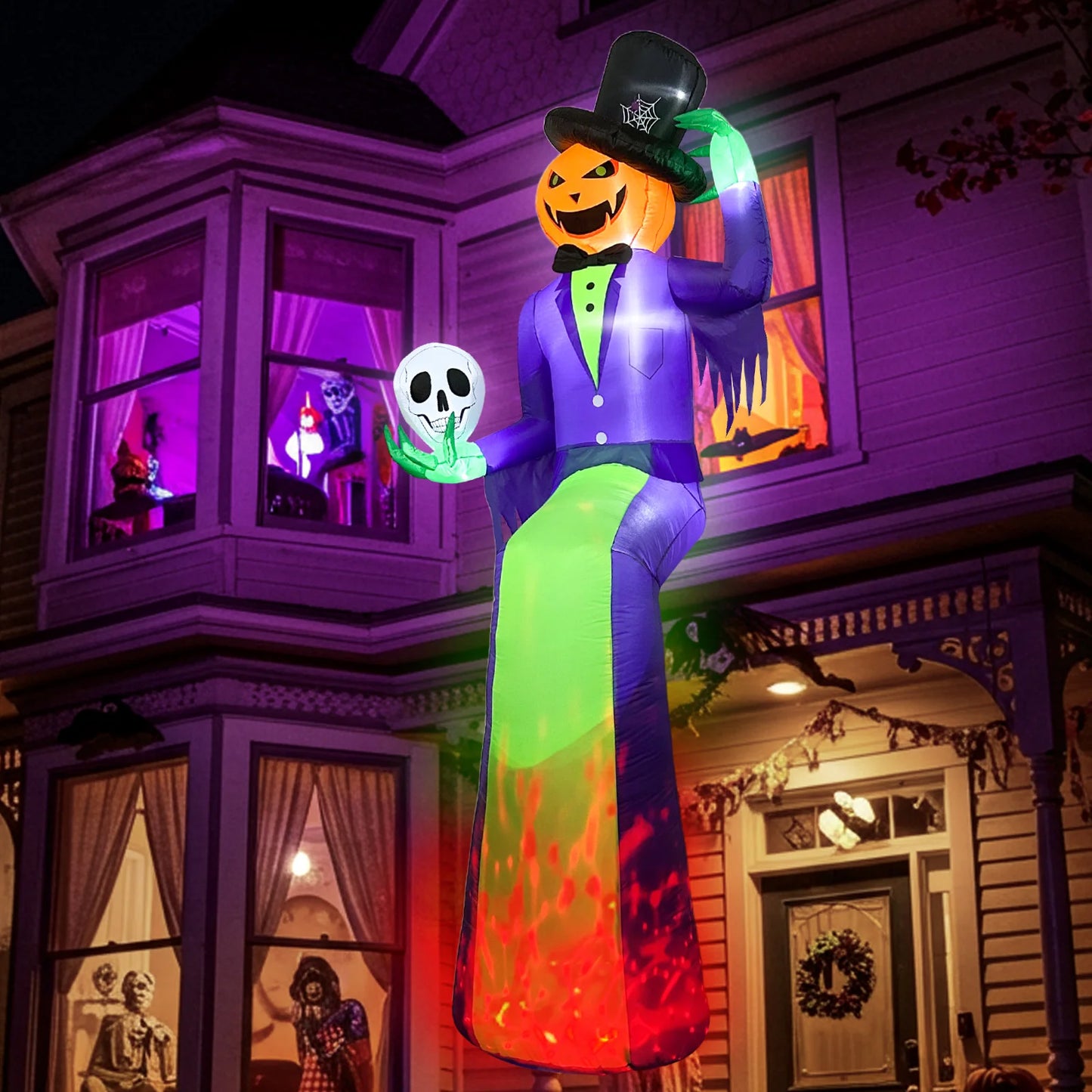 8FT Giant Light-Up Pumpkin Man Halloween Inflatable
