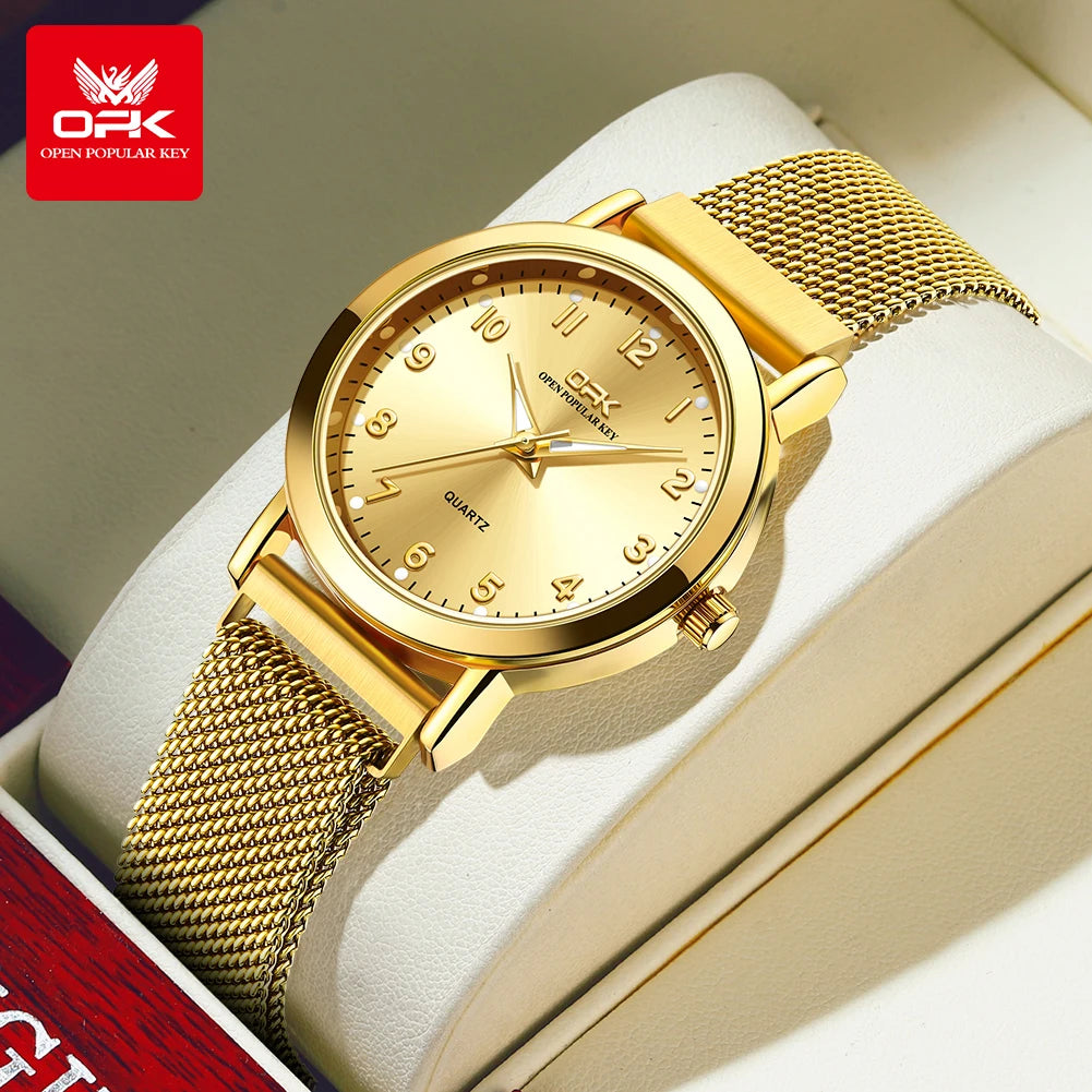 Elegant Women’s Quartz Watch – Stainless Steel Mesh Strap with Free Shipping
