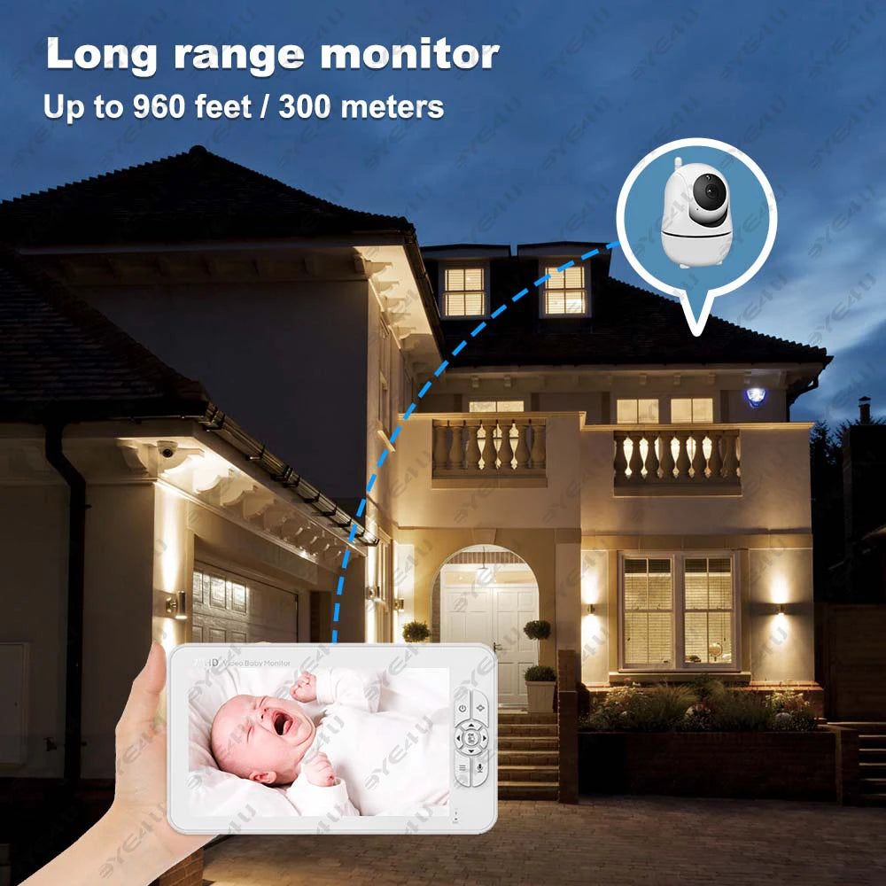 5 Inch Video Baby Monitor with Camera – PTZ Zoom Babyphone with Temperature Sensor, Lullaby & Free Shipping