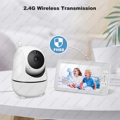 5 Inch Video Baby Monitor with Camera – PTZ Zoom Babyphone with Temperature Sensor, Lullaby & Free Shipping