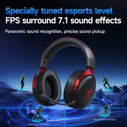 MCHOSE V9 Pro Gaming Headset – Bluetooth Wireless PC Gamer Headphones with Microphone, 7.1 Surround Sound & Low Latency
