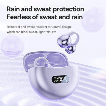 Open Ear Clip Wireless Earbuds – Bluetooth 5.4 ENC Noise Cancelling Headphones with Mic for iOS & Android