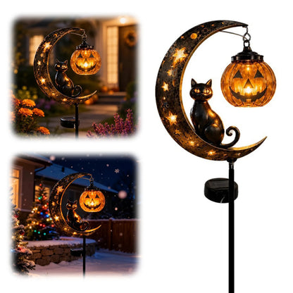 Black Cat Moon Solar Garden Light