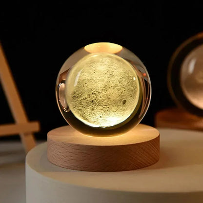 6cm 3D Crystal Ball Decoration 2026 Astronomy Solar System Planets Moon Astronaut LED Balls Home Snow Glass Globe Decorations