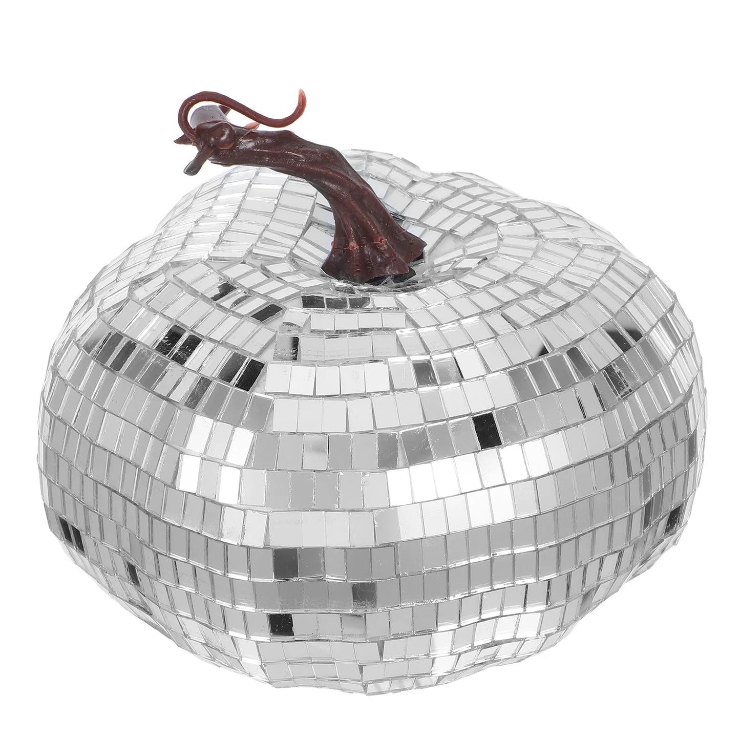 Silver Mirrored Pumpkin Disco Ball Halloween Decor