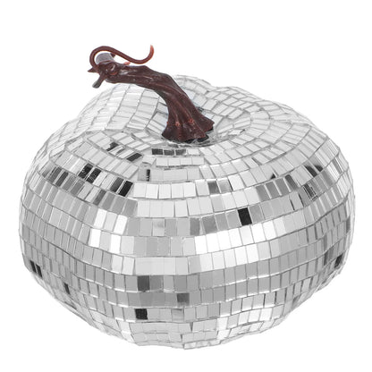 Silver Mirrored Pumpkin Disco Ball Halloween Decor