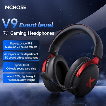 MCHOSE V9 Pro Gaming Headset – Bluetooth Wireless PC Gamer Headphones with Microphone, 7.1 Surround Sound & Low Latency