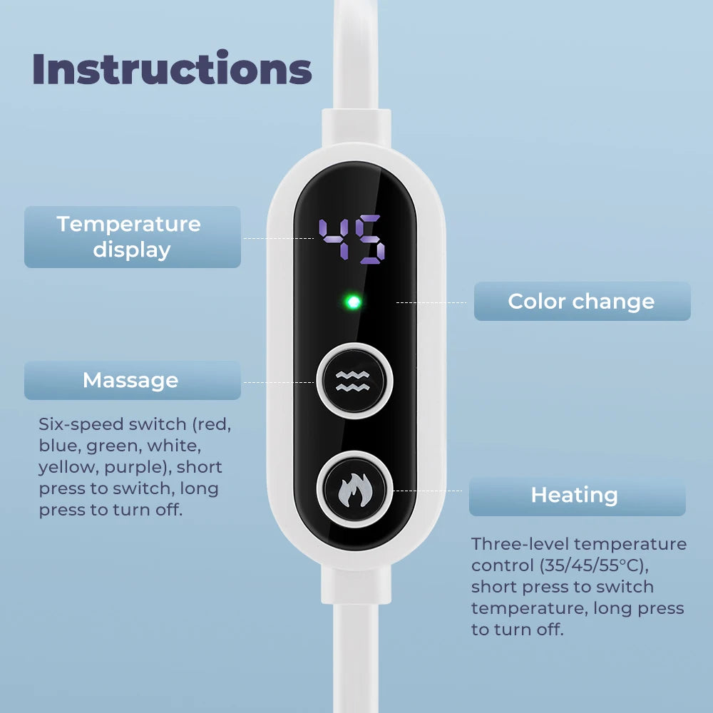 Heated Eye Mask with Vibration Massage – 3 Heat Levels & 6 Modes