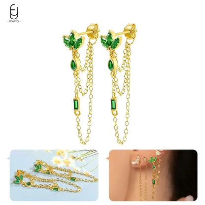 Green Zircon Gold-Tone Earrings