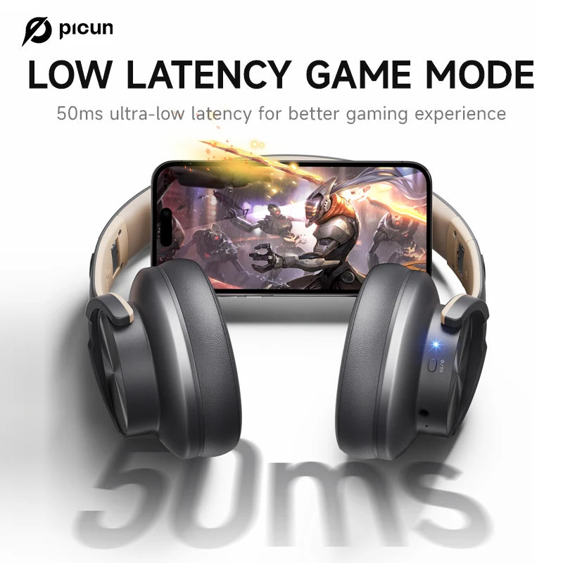 Picun B8 Bluetooth Headphones – 120H Playtime Wireless Over-Ear Headset with Low Latency & Hands-Free Calls