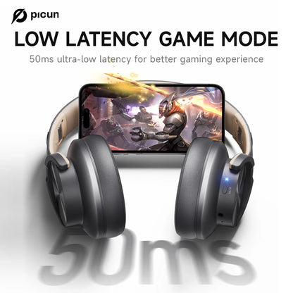 Picun B8 Bluetooth Headphones – 120H Playtime Wireless Over-Ear Headset with Low Latency & Hands-Free Calls