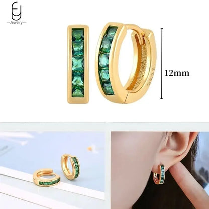 Green Zircon Gold-Tone Earrings