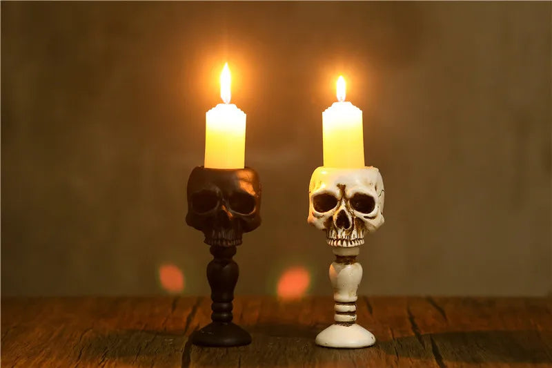 Gothic Skull Resin Candle Holder