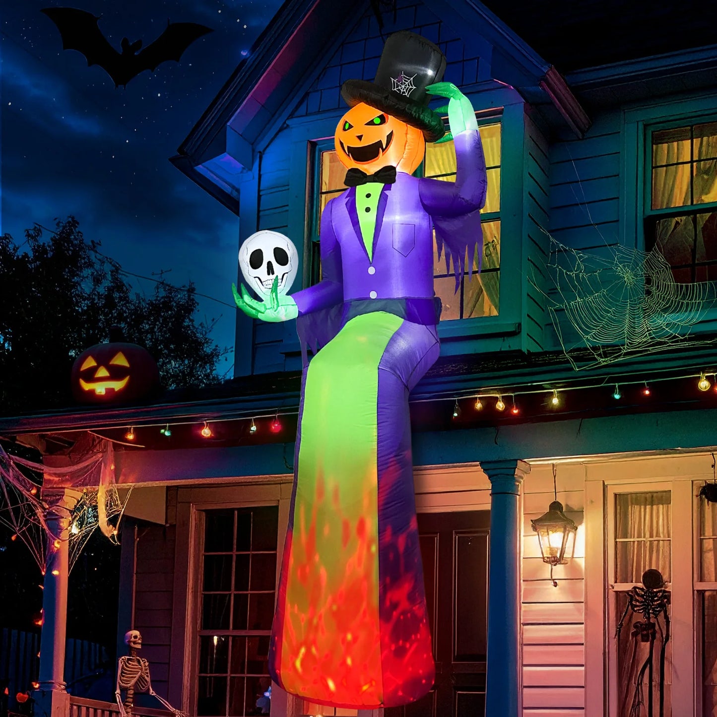 8FT Giant Light-Up Pumpkin Man Halloween Inflatable