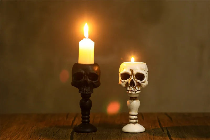 Gothic Skull Resin Candle Holder