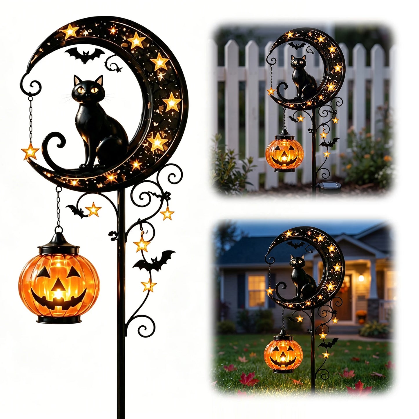 Black Cat Moon Solar Garden Light