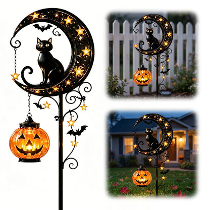 Black Cat Moon Solar Garden Light