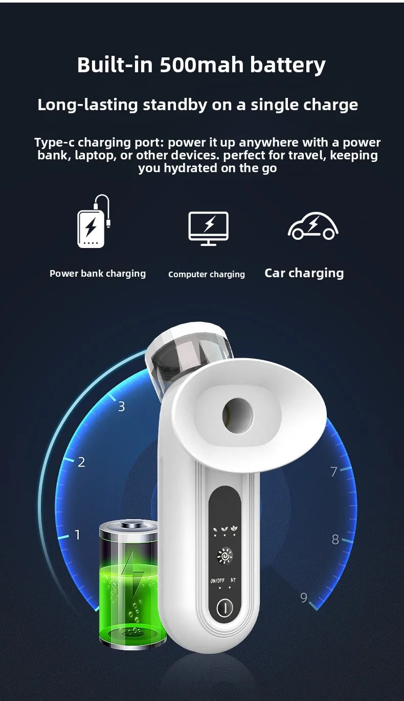 Portable Eye & Face Nano Mist Sprayer – Hydrating Steam Care Device for Daily Self-Care