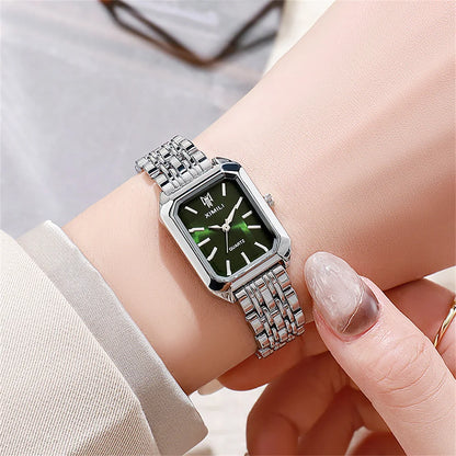 Luxury Women’s Quartz Watch – Gold Square Stainless Steel Fashion Watch with Free Shipping