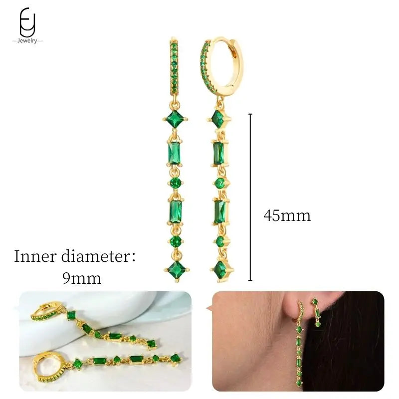 Green Zircon Gold-Tone Earrings
