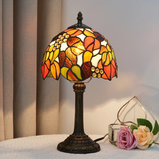 Vintage Stained Glass Table Lamp – Multi-Color Butterfly Flower Bedside Desk Lamp for Bedroom & Reading Decor