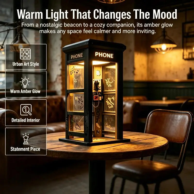 Vintage Telephone Booth Desk Lamp – Retro Nightstand Light with Free Shipping