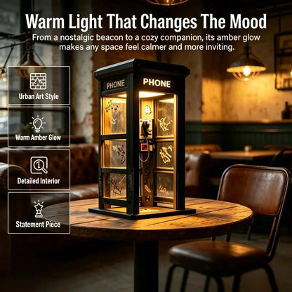 Vintage Telephone Booth Desk Lamp – Retro Nightstand Light with Free Shipping