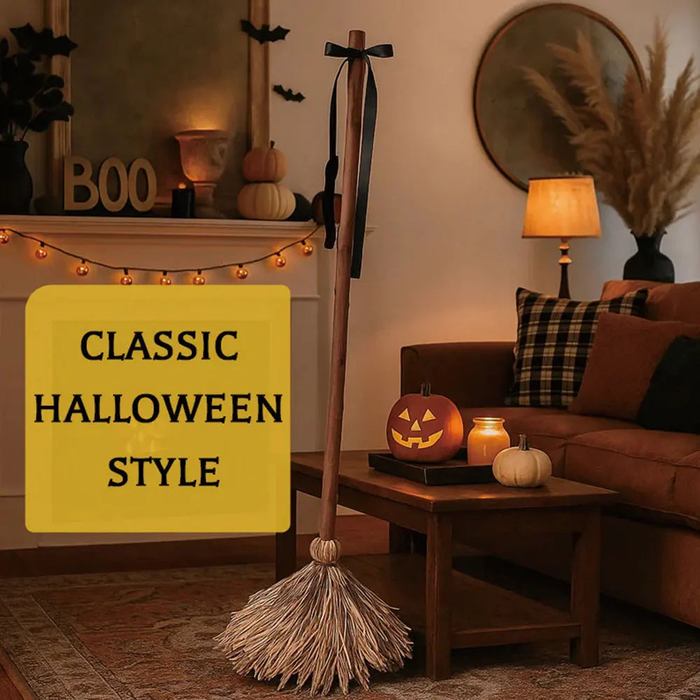 Animated Witch Broom Halloween Decor