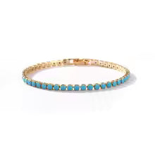 Turquoise CZ Gold-Plated Tennis Bracelet for Women