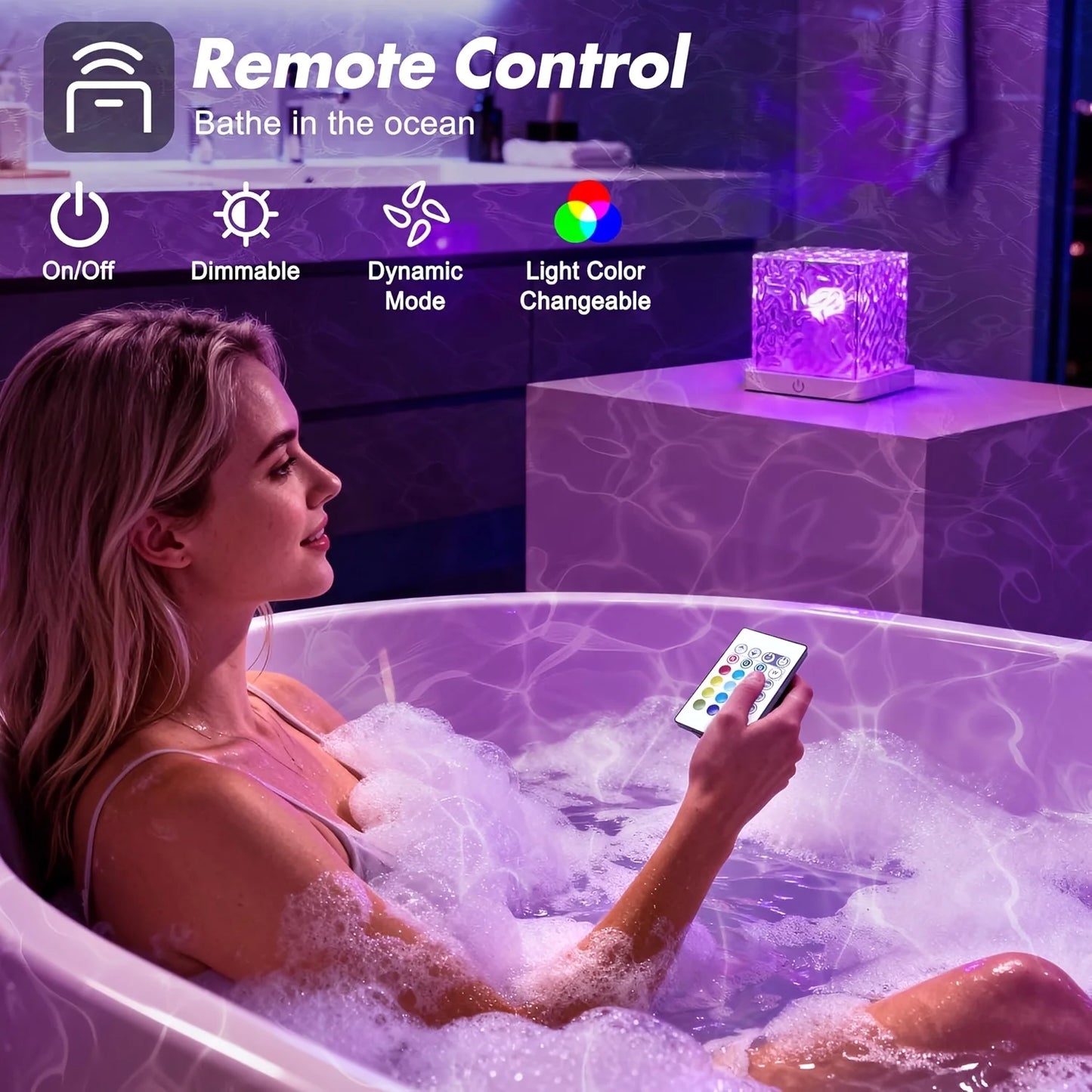 Rechargeable Ocean Wave Shower Light – 16 Color Bathroom Spa Lamp