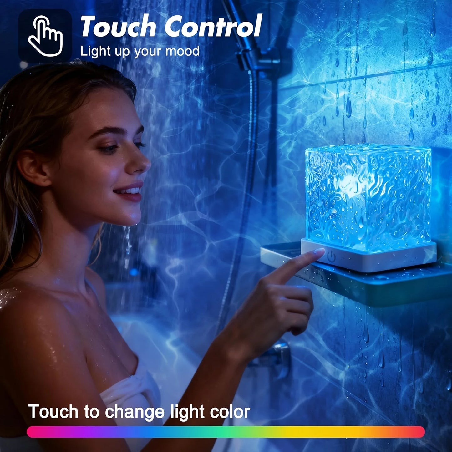 Rechargeable Ocean Wave Shower Light – 16 Color Bathroom Spa Lamp