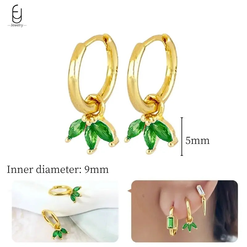 Green Zircon Gold-Tone Earrings