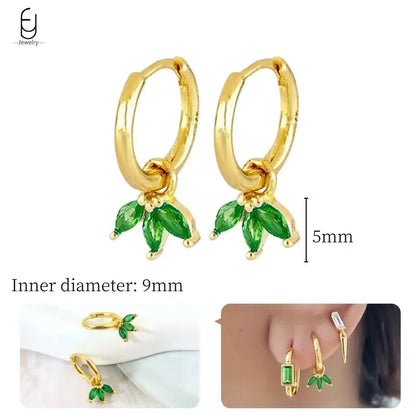 Green Zircon Gold-Tone Earrings