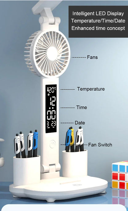 3-in-1 LED Desk Lamp with Fan and Phone Holder