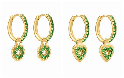 Green Zircon Gold-Tone Earrings