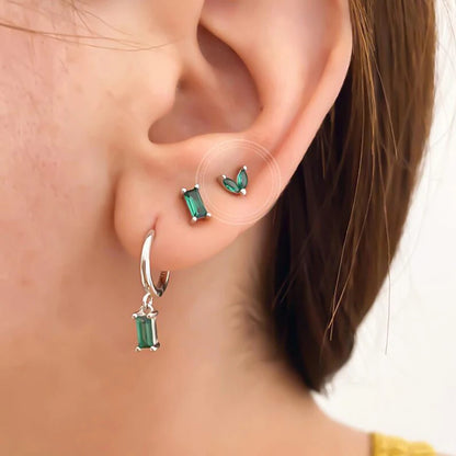 Green Zircon Gold-Tone Earrings